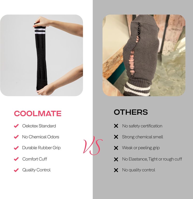 CoolMate Store 2/4 Pairs Pilates Socks with Grips for Women, Yoga Socks, Crew Non Slip Women for Workout, Barre, Pilates Gifts (4 Pairs Crew Black) - Image 4